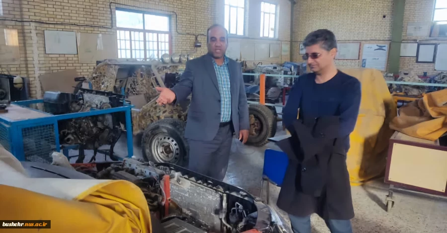 بازدید مولف و عضو دفتر تالیف کتب درسی سازمان پژوهش و برنامه ریزی آموزشی وزارت آموزش و پرورش از کارگاه مکانیک خودرو آموزشکده ملی مهارت پسران بوشهر 2