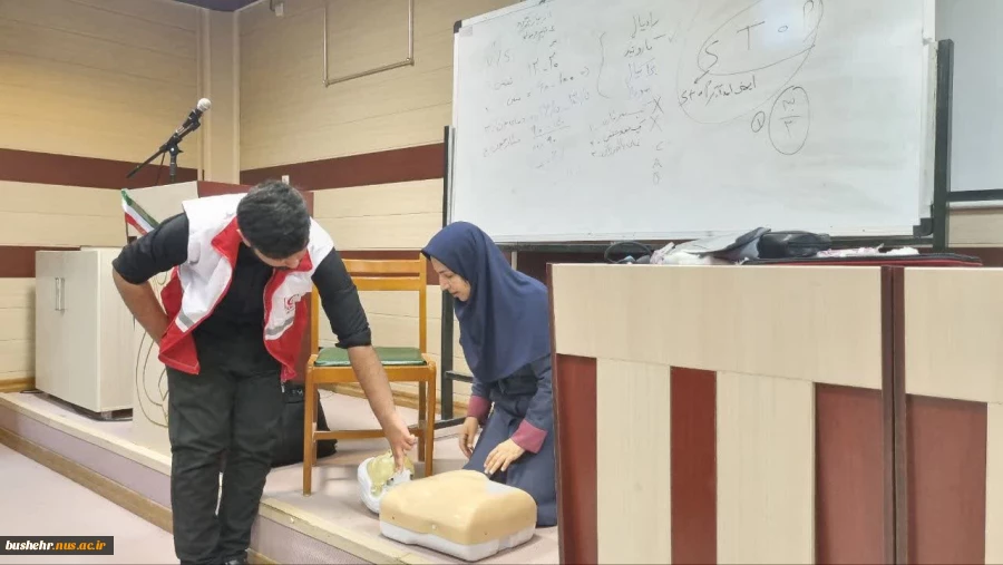 برگزاری کارگاه آموزشی ضمن خدمت توانمندسازی کارکنان دانشگاه ملی مهارت(آموزشکده پسران بوشهر-آوزشکده دختران بوشهر-آموزشکده پسران کنگان) با عنوان "کمک‌های اولیه و CPR "با همکاری جمعیت هلال‌احمر استان بوشهر 5
